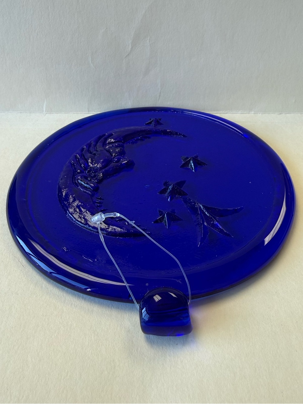Cobalt Glass Blue Moon & Stars Celestial Large 6” Sun Catcher. - Picture 4 of 13